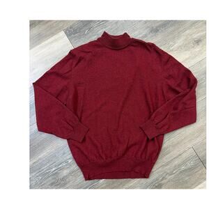 Raffi Merino Wool Turtleneck Sweater Red Minimalist Luxury Medium